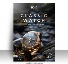 classic watch discount poster template elegant closeup