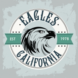 classical label template eagle icon flat retro design