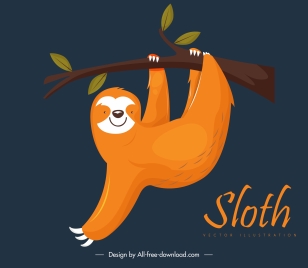 climbing sloth painting dark classic design cartoon character