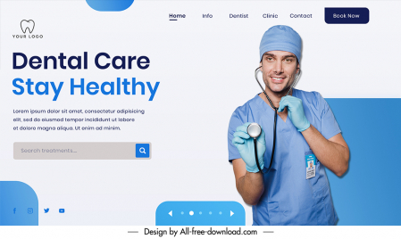 clinic landing page template funny doctor sketch