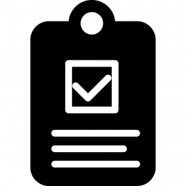 clipboard check sign icon flat black white contrast outline