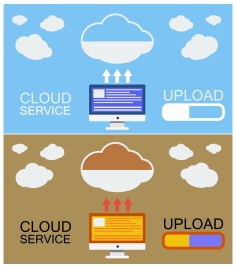 cloud service concepts illustration in various colors