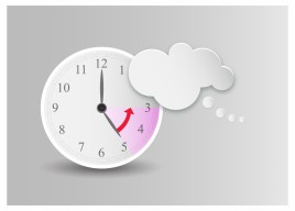 Cloud shaped speech bubble and clock