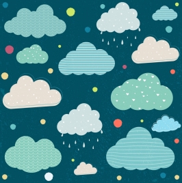 clouds background colored flat decoration repeating design