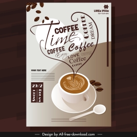 coffee advertising banner decorated cup texts heart layout