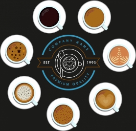 coffee advertising banner logo cups decor contrast design