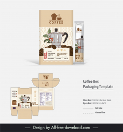 coffee box packaging template classical design