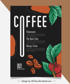 coffee brochure template elegant dark design handdrawn classic