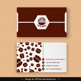 coffee business card template flat geometry beans decor