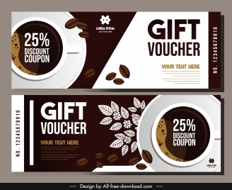 coffee gift voucher template classic brown flat decor
