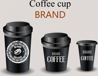 coffee glass icons 3d shiny black design