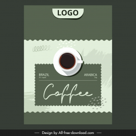 coffee label template elegant flat cup
