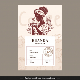 coffee label template handdrawn lady cafe elements