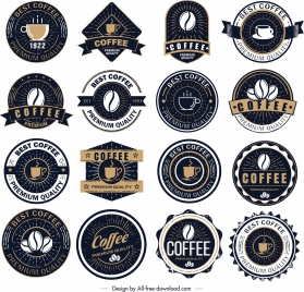 coffee label templates collection dark classical design