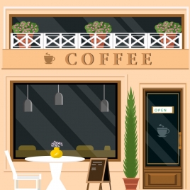 coffee shop facade design in color style