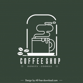 coffee shop logotype classic flat sketch
