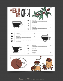 coffee shop menu template classic cafe elements