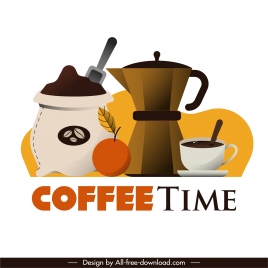 coffee time banner colored classic flat design