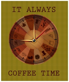coffee time vector illustration with classical clock design