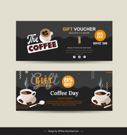 coffee voucher template elegant dark design