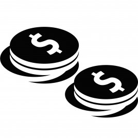 coins sign icon 3d black white contrast dollars currency outline