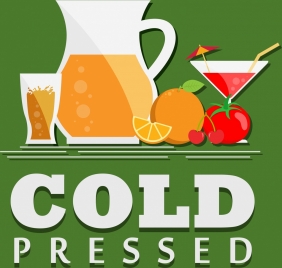 cold fruit juice advertisement fruit glass icons decor