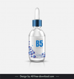 collagen serum bottle packaging template elegant realistic molecules
