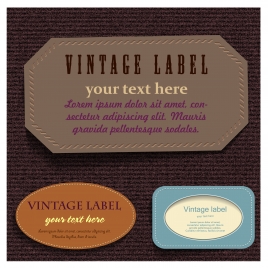 collection of vintage labels with leather material design