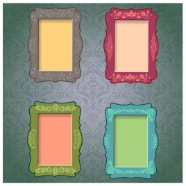 colored blank retro frames collection with classic pattern