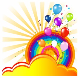 colorful balloon and rainbow
