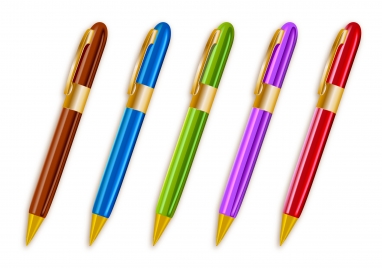 colorful ballpoint pens set