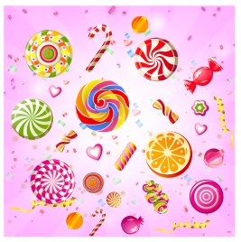 colorful candy and ribbon background