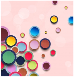 colorful circles vector illustrations with pink background