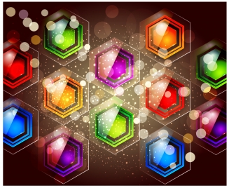 colorful glossy hexagon abstract background