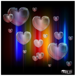 colorful glow crystal heart shape background