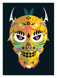 colorful mask with traditional design on dark background