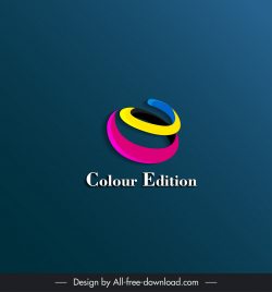 colour edition logo vector design 3d dynamic rounded twisted shape