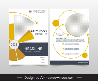 company profile cover template modern design pipe chart circles decor