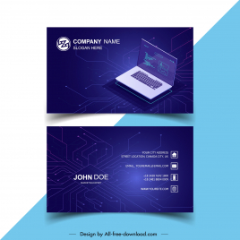 computer business card templates elegant 3d  computing elements