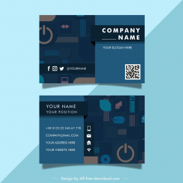 computer business card templates flat dark geometry