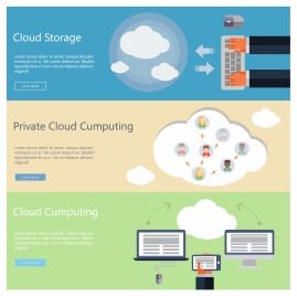 computing cloud concepts design with colored flat design