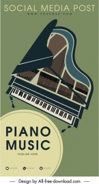 concert advertising banner piano sketch retro design