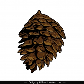 conifer pine cone icon classical handdrawn sketch
