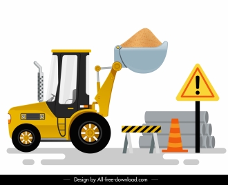 construction digger icon colored modern design