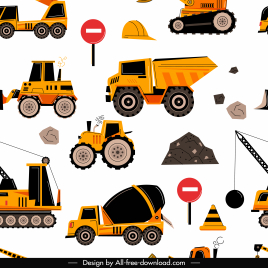 construction industry pattern colored repeating flat symbols decor