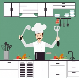 cooking background cook icon cartoon decoration