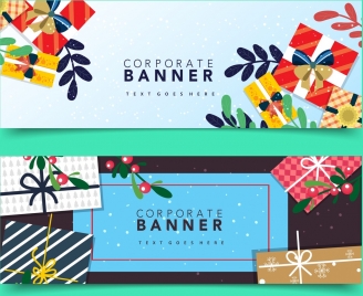 corporate banner templates colorful gift box icons decor