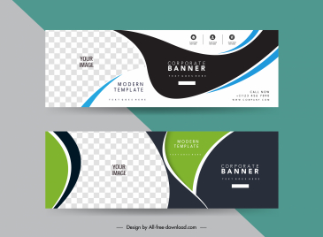 corporate banner templates modern contrast checkered curves sketch