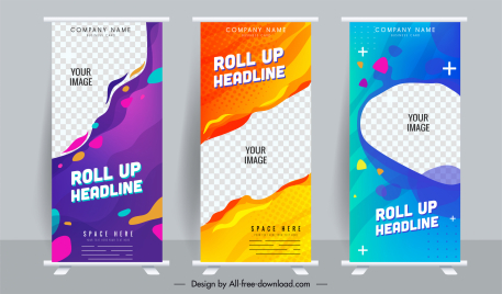 corporate banner templates roll up shapes elegant checkered