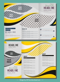 corporate brochure templates bright modern checkered curves decor